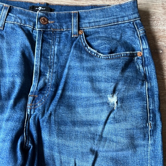 7 for all man kind High Waist Josefina with Frayed Back Hem Stranger Distress - Picture 5 of 11